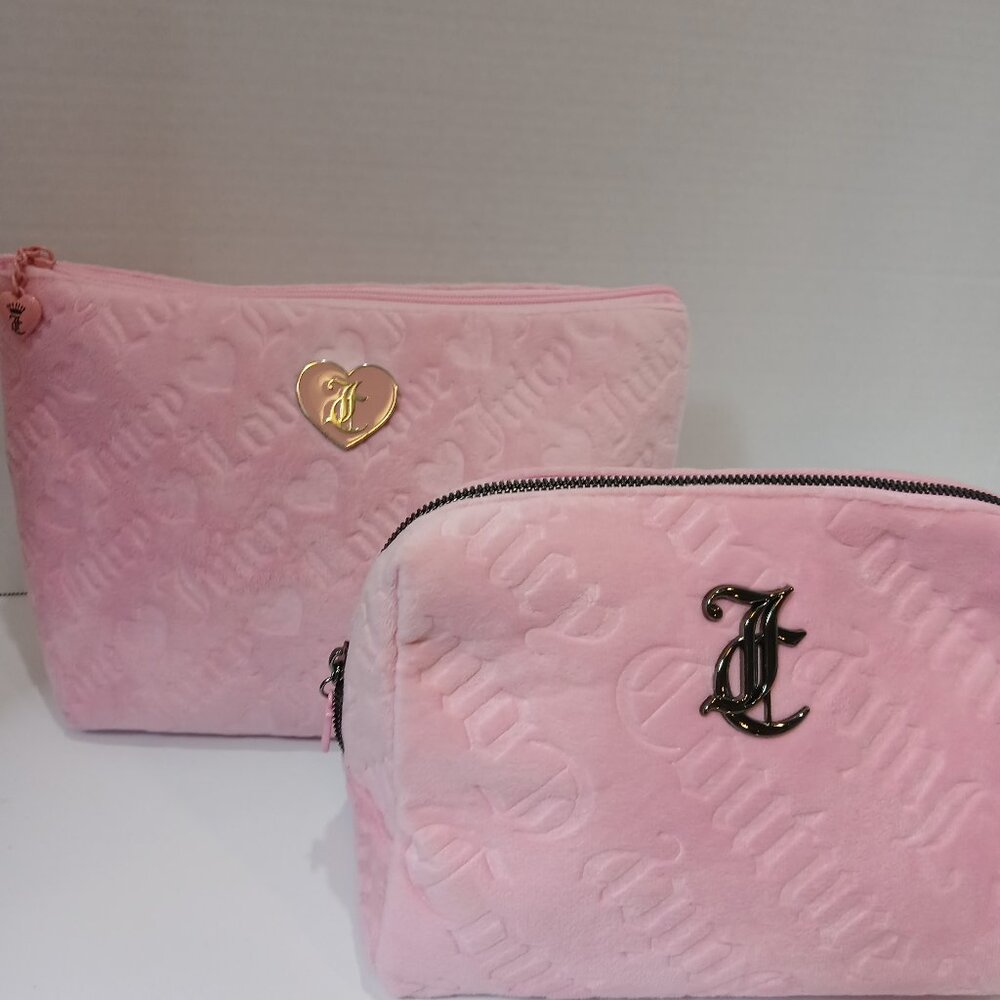 Juicy Couture - Set ot 2 Light Pink Velour Makeup Bags - Picture 1 of 11